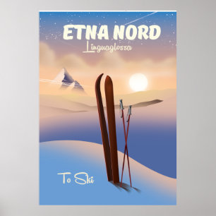 Poster Cartaz de esqui Etna Nord Linguaglossa