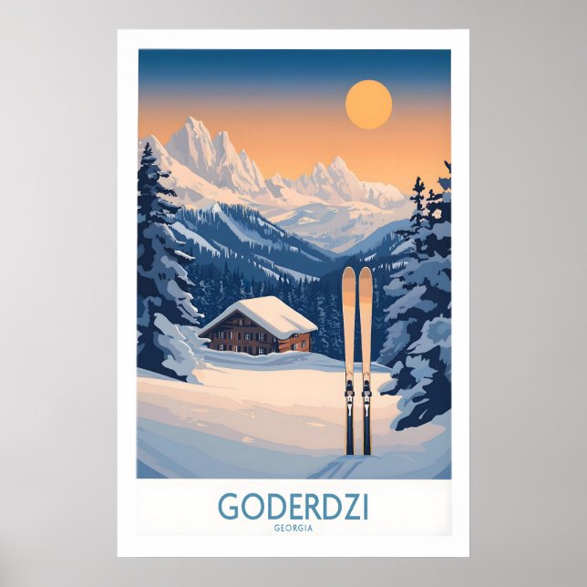 Poster Cartaz de Esqui Goderdzi Geórgia 1 (Frente)