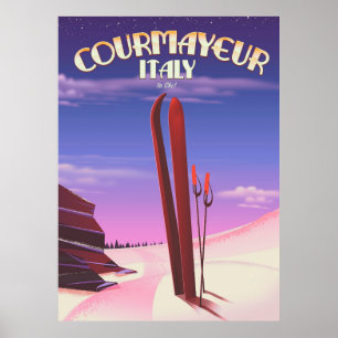 Poster Cartaz de esqui italiano de Courmayeur