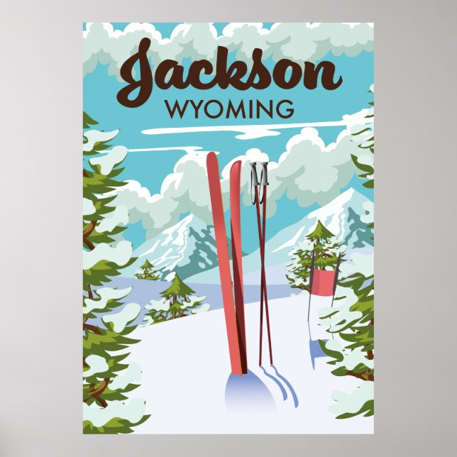 Poster Cartaz de esqui Jackson Wyoming (Frente)