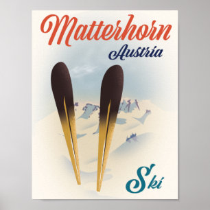Poster Cartaz de esqui na Áustria Matterhorn.