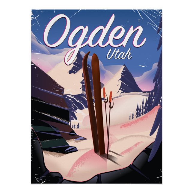 Póster cartaz de esqui ogden, Utah (Frente)