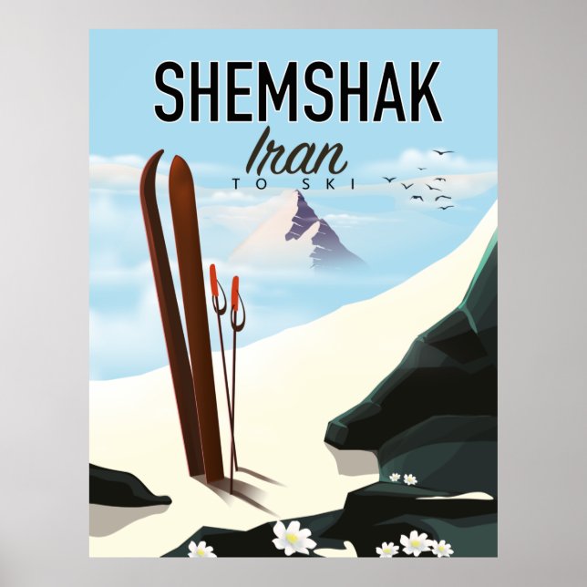 Poster Cartaz de esqui Shemshak Irã. (Frente)