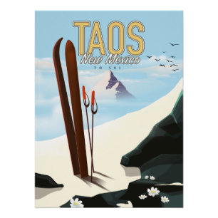 Póster Cartaz de esqui Taos Novo México
