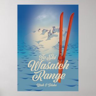 Poster Cartaz de esqui Wasatch Range Utah & Idaho