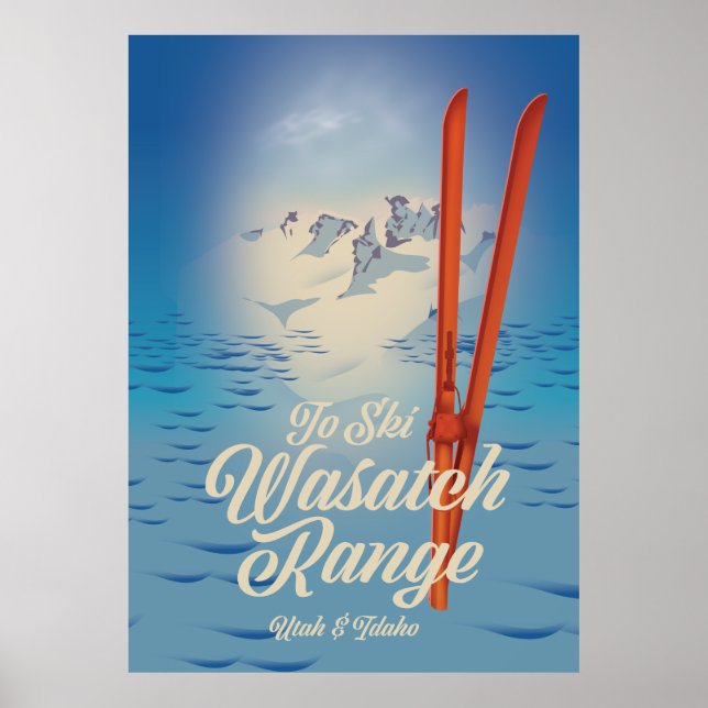 Poster Cartaz de esqui Wasatch Range Utah & Idaho (Frente)