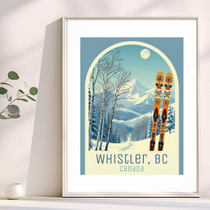 Poster Cartaz de esqui Whistler Columbia Britânica Canadá