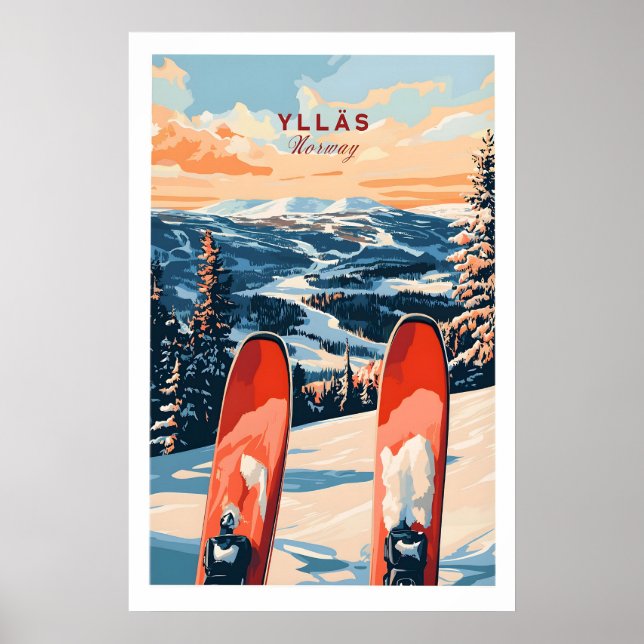 Poster Cartaz de Esqui Ylläs Noruega 1 (Frente)