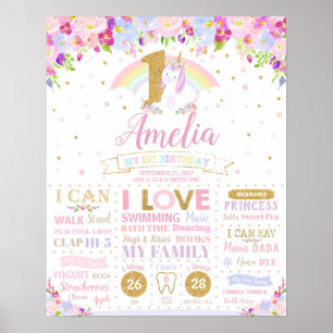 Poster Cartaz de Estatísticas de Nascimento dos Marcos do