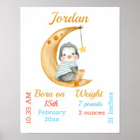Cartaz de Estatísticas do Bebê Pinguim Meia Lua