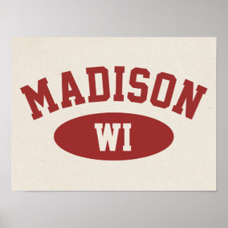 Poster Cartaz de estilo atlético vintage de Madison, Wisc