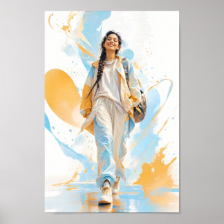 Poster Cartaz de Estilo Streetwear Azul Dourado Moderno