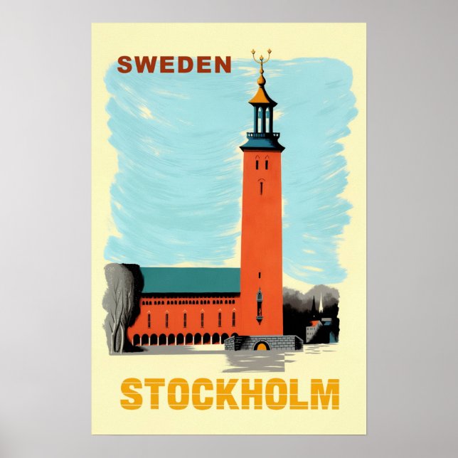 Poster Cartaz de Estocolmo, Suécia (Frente)