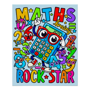 Póster Cartaz de Estrela do Rock de Matemática para Crian