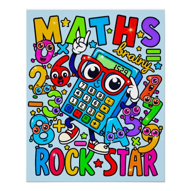 Póster Cartaz de Estrela do Rock de Matemática para Crian (Frente)