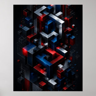 Poster Cartaz de Estrutura Abstrata Geométrica Impossível