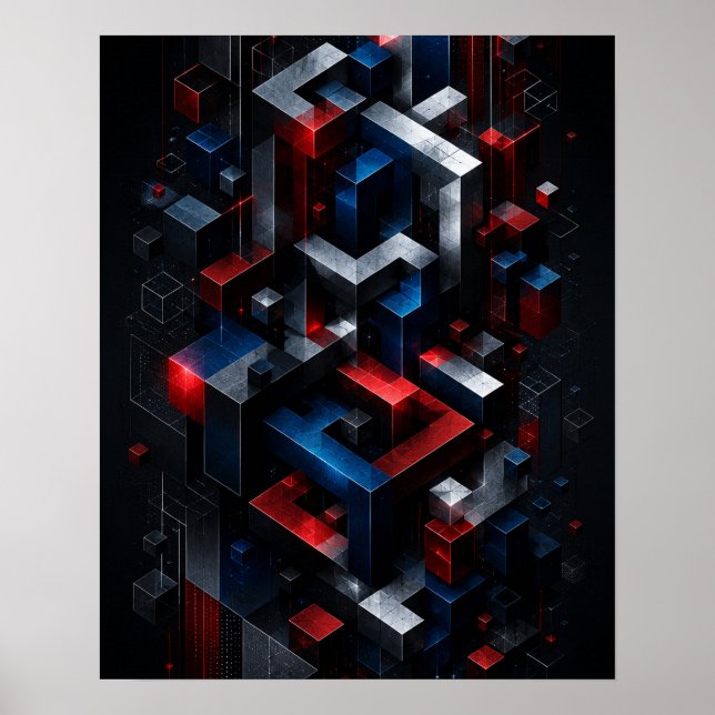 Poster Cartaz de Estrutura Abstrata Geométrica Impossível (Frente)