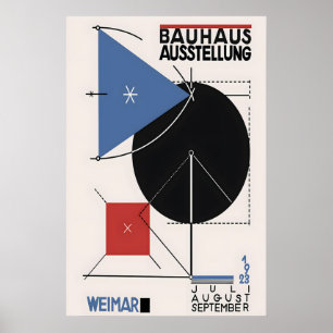 Poster Cartaz de Exposição Bauhaus Arte Abstrata Geométri