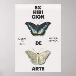 Poster Cartaz de Exposição de Arte de Borboleta 1971 Madr