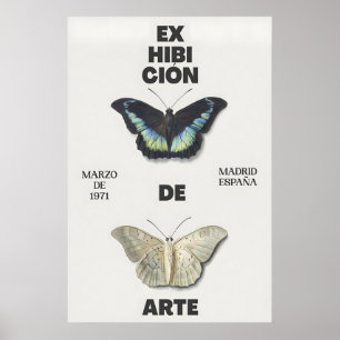 Poster Cartaz de Exposição de Arte de Borboleta 1971 Madr