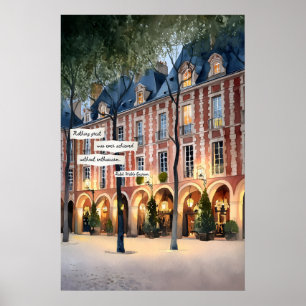 Poster Cartaz de Fachada de Edifício em Arco Luzes Noturn