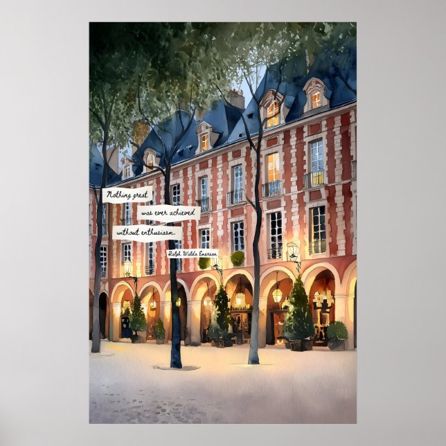 Poster Cartaz de Fachada de Edifício em Arco Luzes Noturn (Frente)
