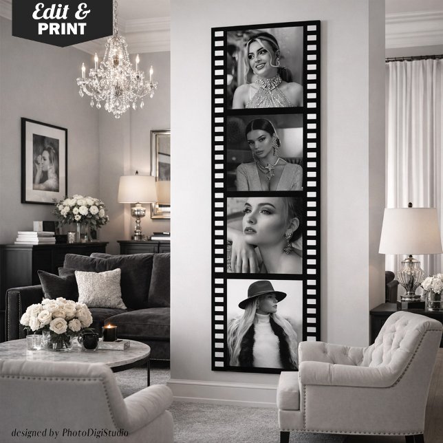 Poster Cartaz de Faixa de Filme de Foto Personalizada, Fe (Custom Photo Movie Strip Poster, Hollywood Party Poster)