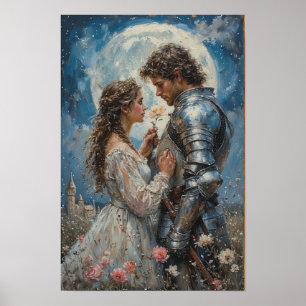 Poster Cartaz de Fantasia de Cavaleiro e Princesa