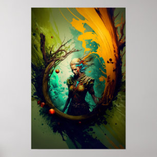 Poster Cartaz de Fantasia de Elven Ranger   Arte D&D 5