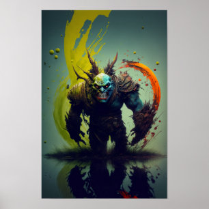 Poster Cartaz de Fantasia de Guerreiro Orc   Arte de Jogo