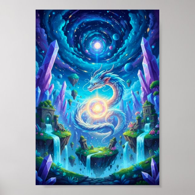 Poster Cartaz de Fantasia do Dragão Celestial Místico Flu (Frente)