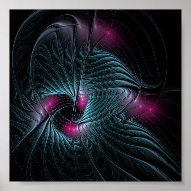 Poster Cartaz de Fantasia Fractal Colorida Abstrata (Frente)