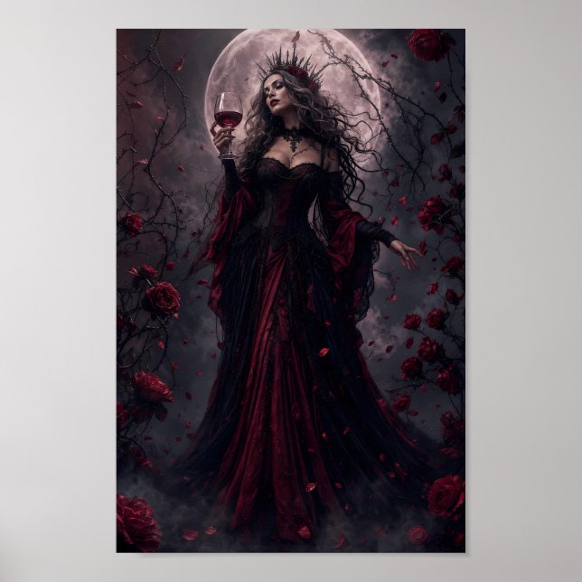 Poster Cartaz de Fantasia Gótica Rainha Lua Carmesim (Frente)