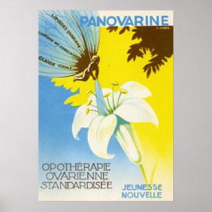 Poster Cartaz de Farmácia Médica Francês Panovarine Vinta