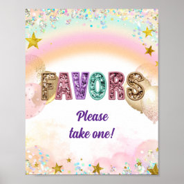 Poster Cartaz de Favor de Aniversário Duplo com Lantejoul