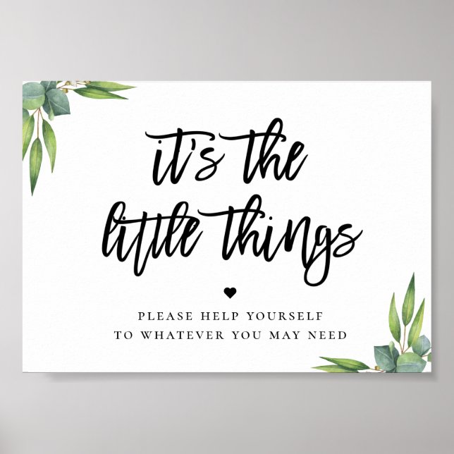 Poster Cartaz de Favor de Banheiro de Casamento com Folha (Frente)