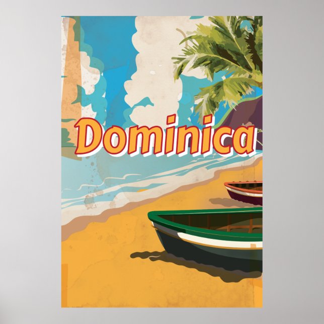 Póster Cartaz de férias antigo da Dominica (Frente)