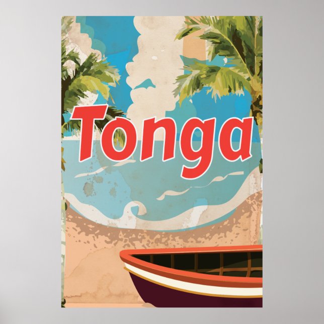 Póster Cartaz de férias antigo de Tonga (Frente)