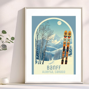 Poster Cartaz de férias de esqui em Banff Alberta Canadá