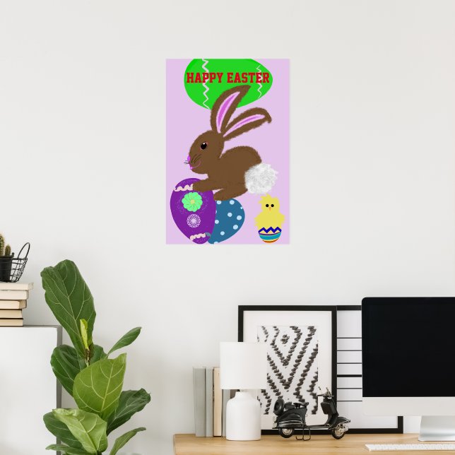 Poster Cartaz de Férias de Ovos do Coelho da Páscoa (Escritório em casa)