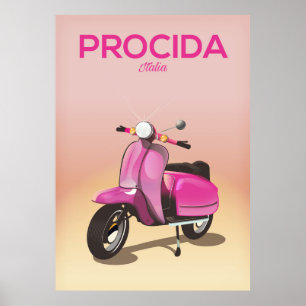 Póster Cartaz de férias de scooter Procida Itália