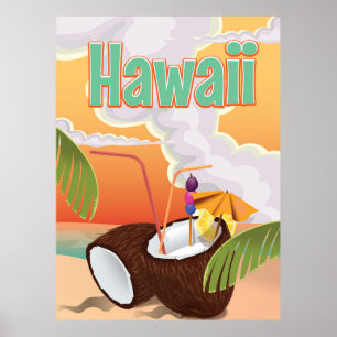 Póster cartaz de férias na praia do Havaí