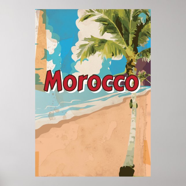 Póster Cartaz de férias vintage do Marrocos (Frente)