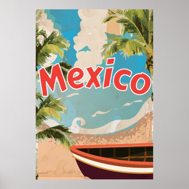 Póster Cartaz de férias vintage México (Frente)