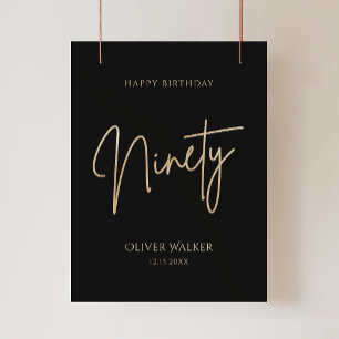 Poster Cartaz de Festa de Aniversário de 90 Anos em Preto