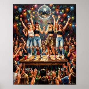 Poster Cartaz de Festa de Energia Celebração da Meia-Noit