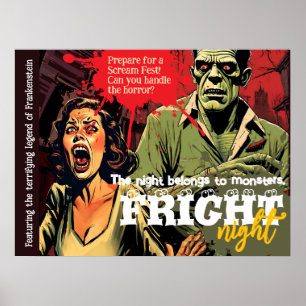 Poster Cartaz de festa de Halloween de terror vintage Fra