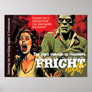 Poster Cartaz de festa de Halloween de terror vintage Fra