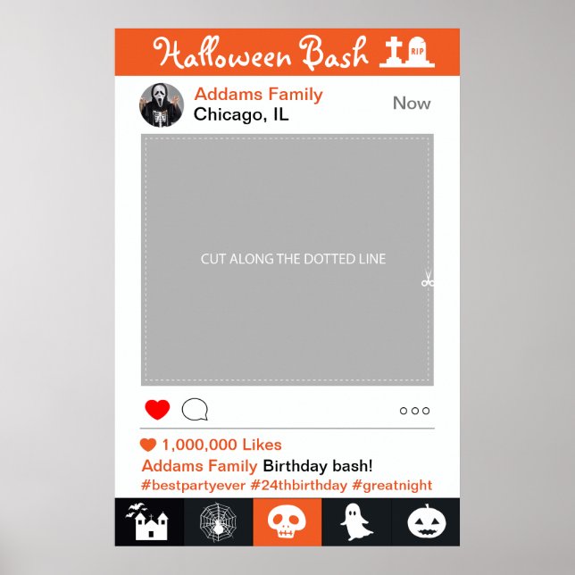 Póster Cartaz de festa de Halloween para cabine de fotos (Frente)