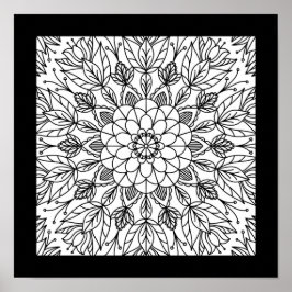Poster Cartaz de festa divertida de mandala de flores par